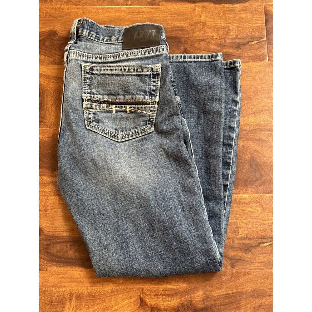 Ariat Men's M7 Slim Straight 33x30 Blue Denim Jeans Medium Wash Mid Rise Work